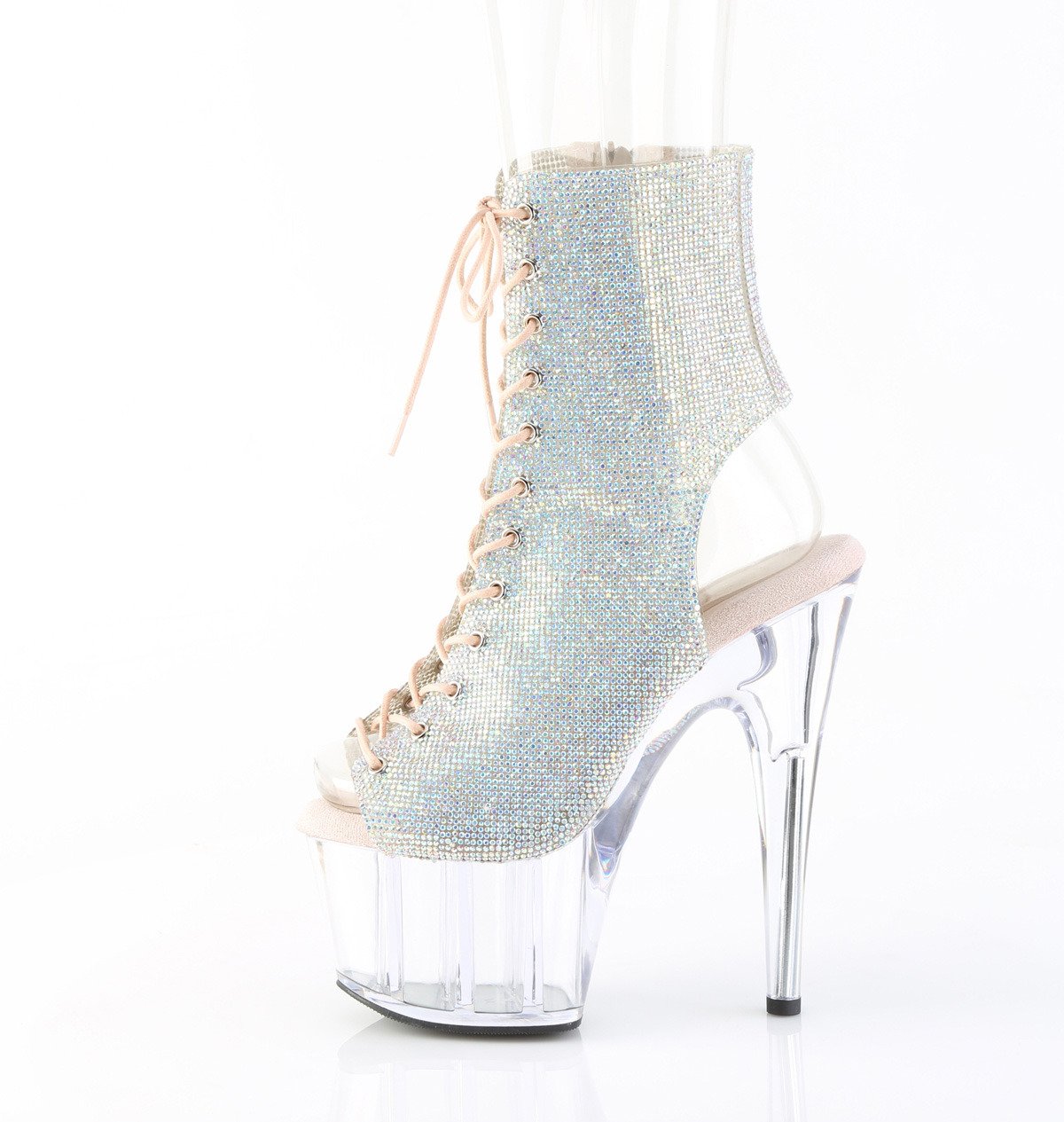 Pleaser Adore-1016C-RS SRS/C - Biele čižmy s otvorenou špičkou na vysokej platforme