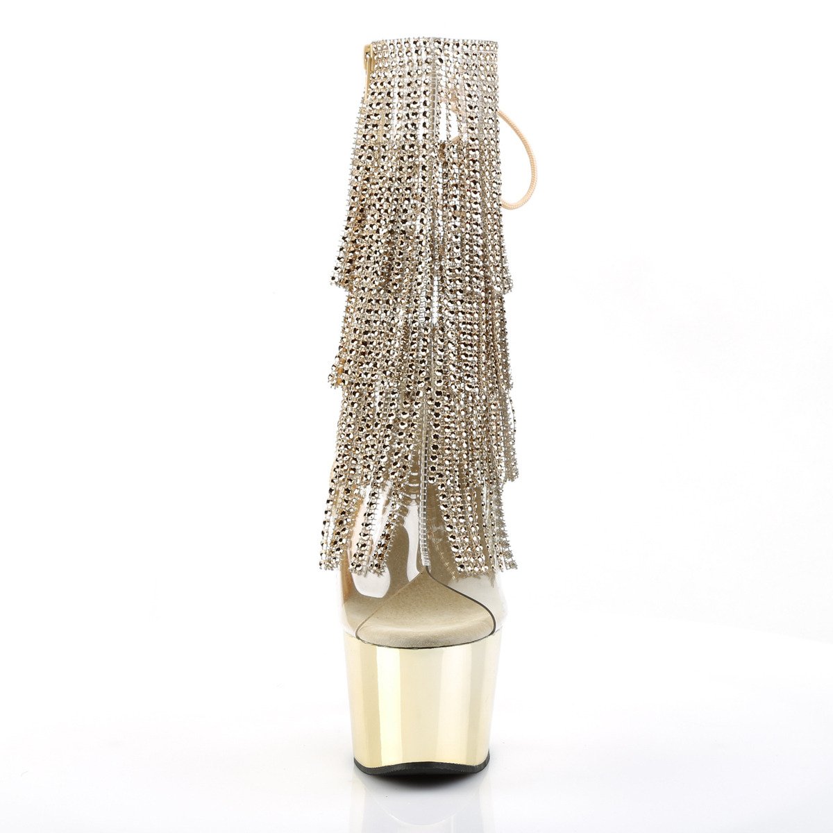 Pleaser Adore-1017RSF C-G/GCH - Priehľadné čižmy s otvorenou špičkou na vysokej platforme