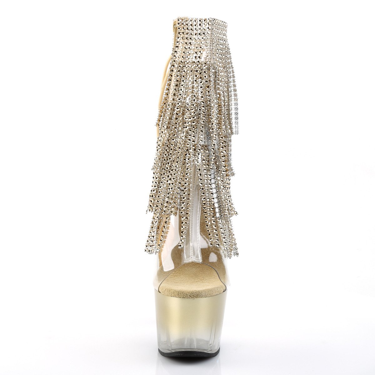 Pleaser Adore-1017RSFT C-G/M - Priehľadné čižmy s otvorenou špičkou na vysokej platforme