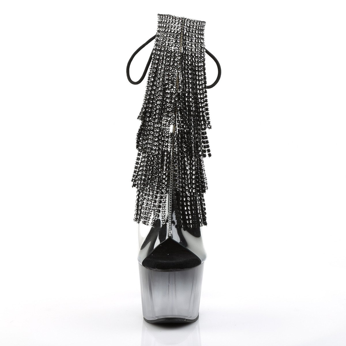 Pleaser Adore-1017RSFT C-B/M - Priehľadné čižmy s otvorenou špičkou na vysokej platforme