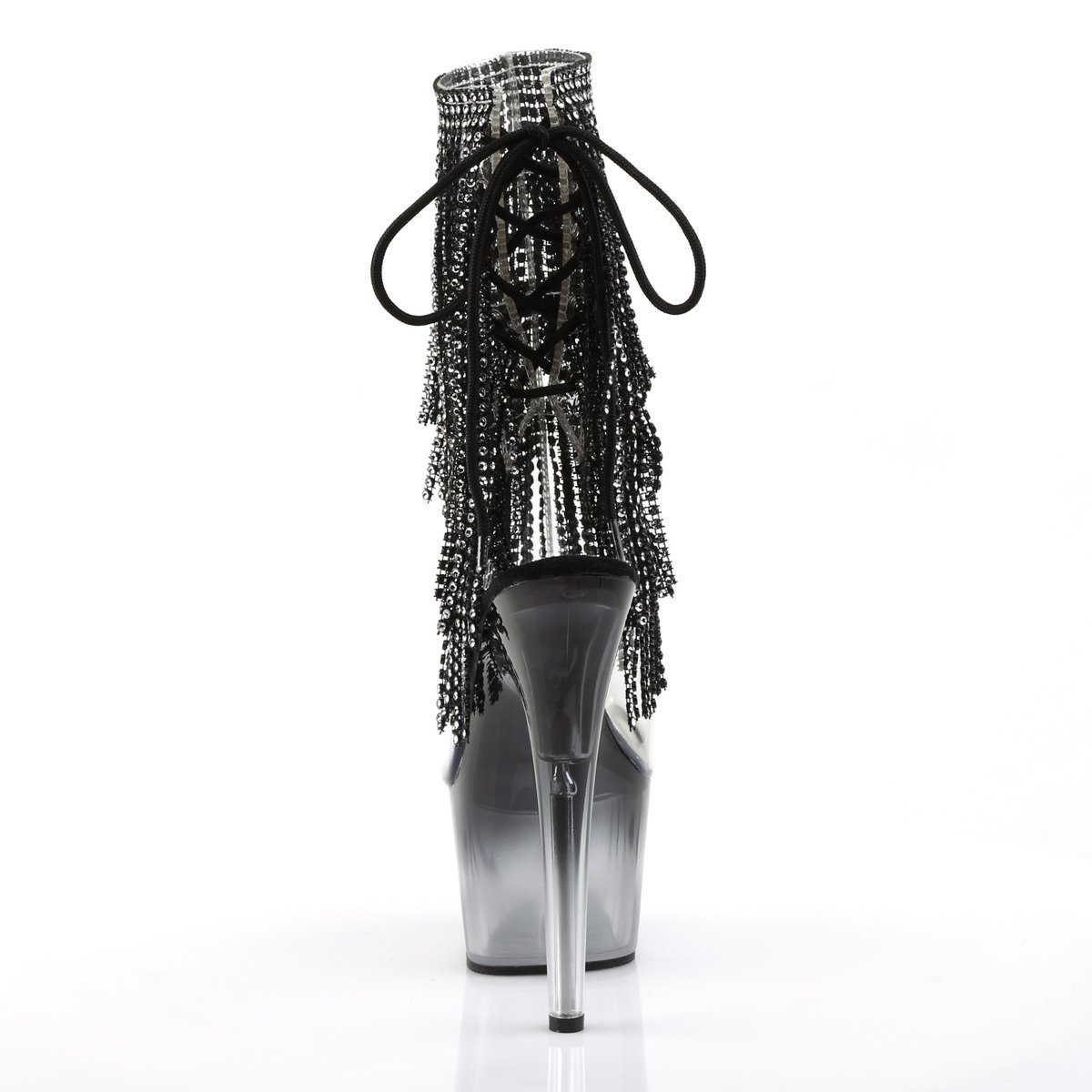 Pleaser Adore-1017RSFT C-B/M - Priehľadné čižmy s otvorenou špičkou na vysokej platforme