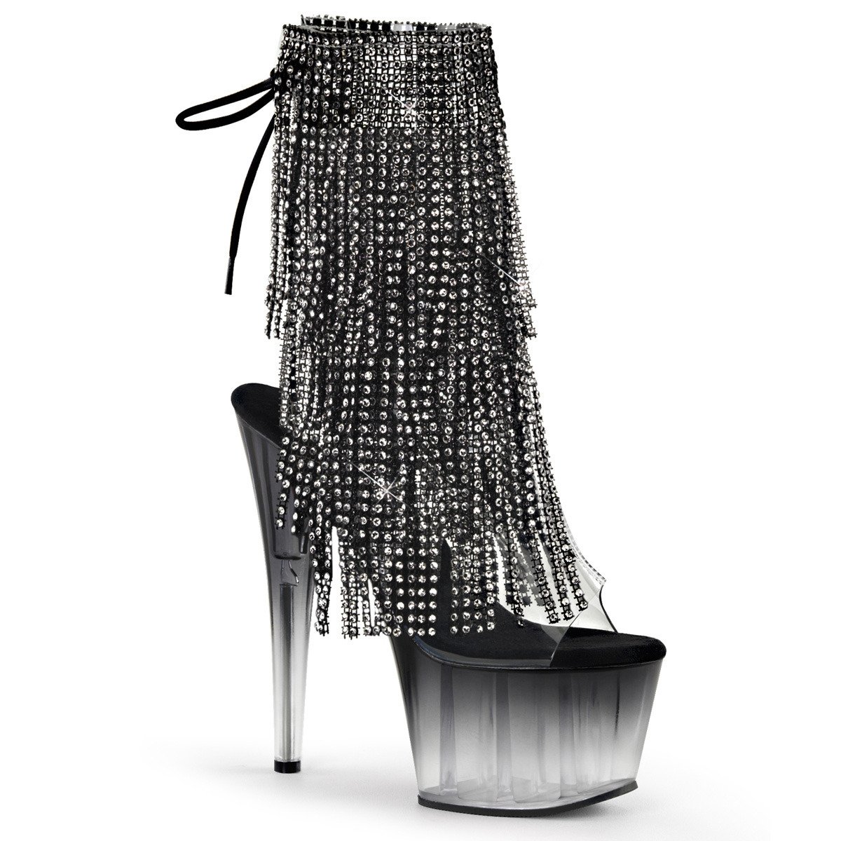 Pleaser Adore-1017RSFT C-B/M - Priehľadné čižmy s otvorenou špičkou na vysokej platforme