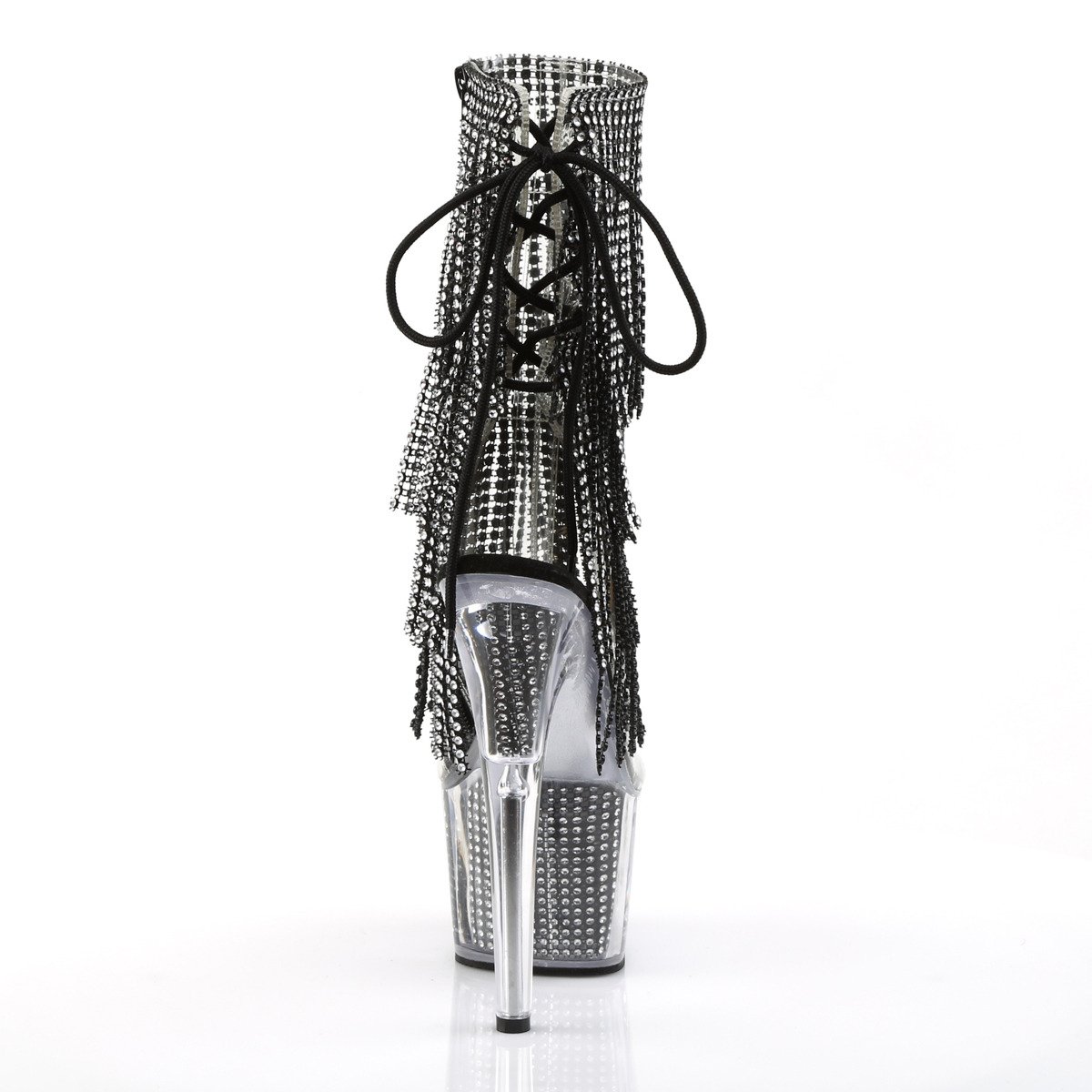 Pleaser Adore-1017SRS C-B/B - Priehľadné čižmy s otvorenou špičkou na vysokej platforme