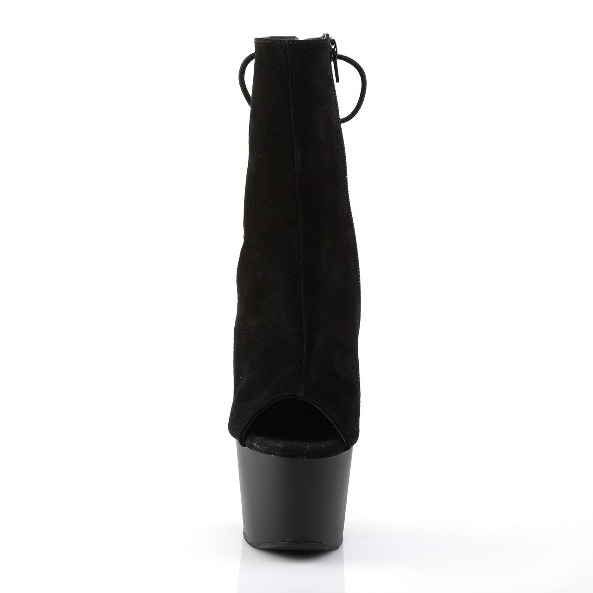 Pleaser Adore-1018 BSUE/M - Čierne čižmy s otvorenou špičkou na vysokej platforme