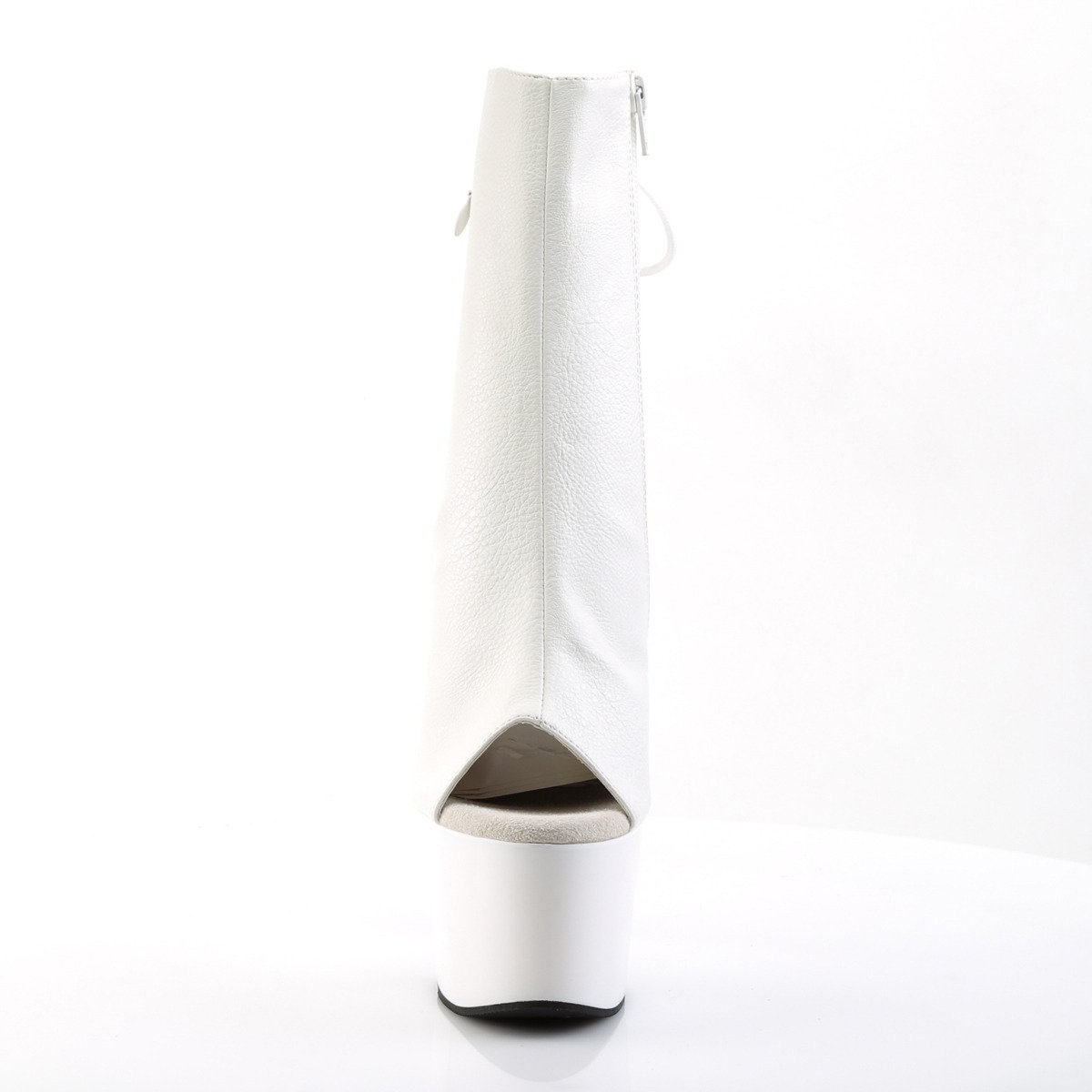 Pleaser Adore-1018 WPU/M - Biele čižmy s otvorenou špičkou na vysokej platforme