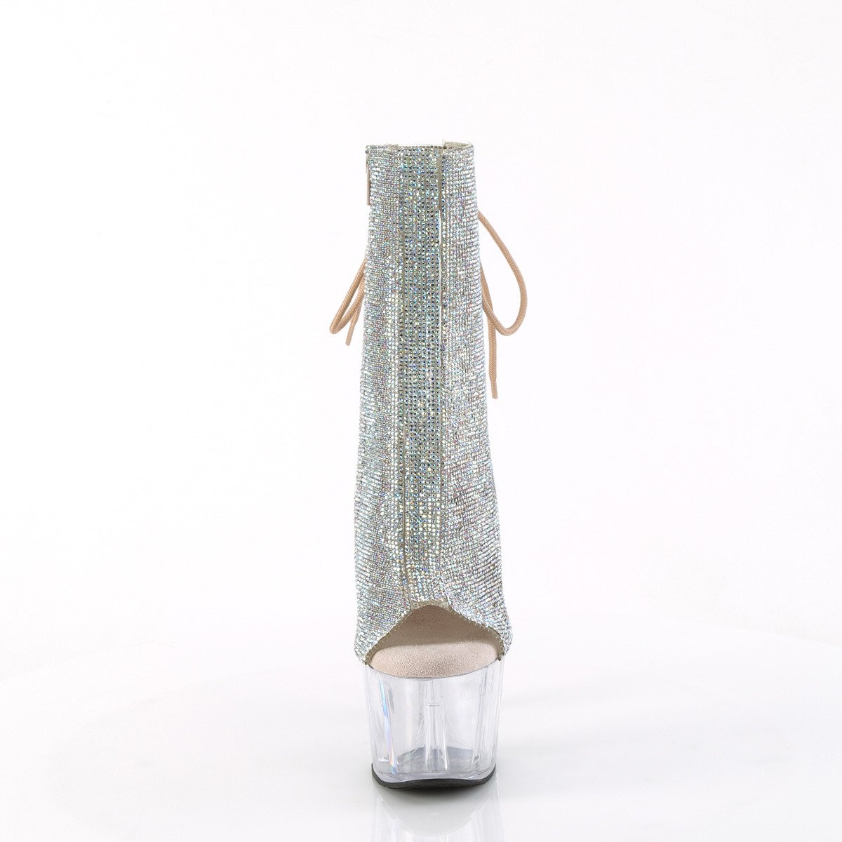 Pleaser Adore-1018C-RS SRS/C - Biele čižmy s otvorenou špičkou na vysokej platforme