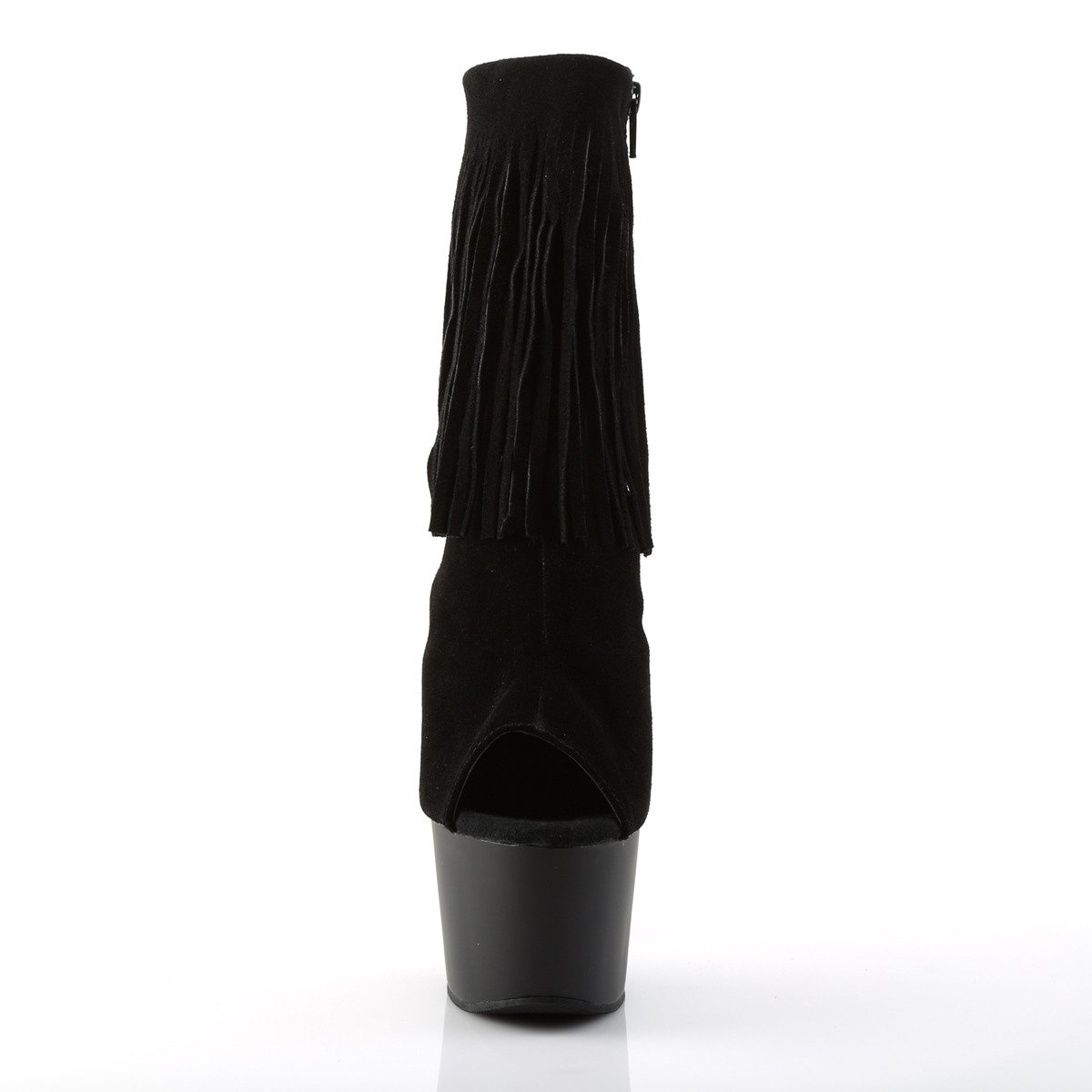 Pleaser Adore-1019 BSUE/M - Čierne čižmy s otvorenou špičkou na vysokej platforme