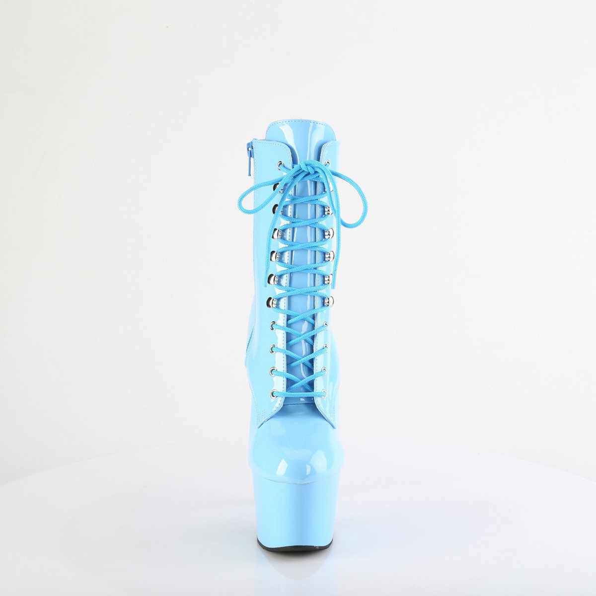 Pleaser Adore-1020 BB/M - Lesklé modré kotníkové čižmy na vysokej platforme