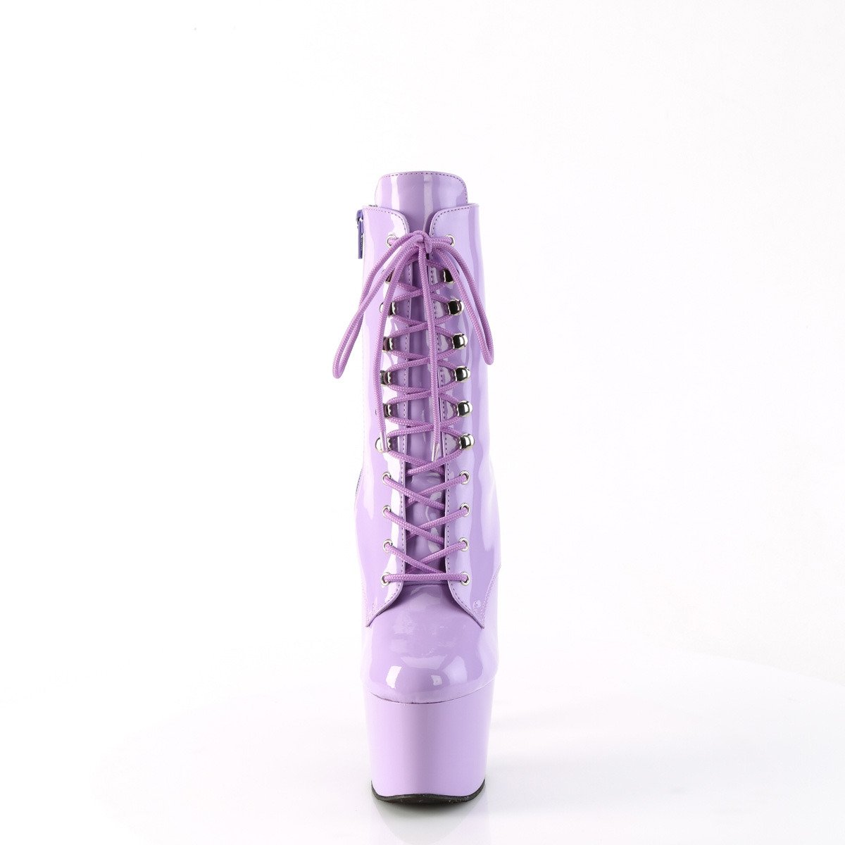 Pleaser Adore-1020 LV/M - Lesklé fialové kotníkové čižmy na vysokej platforme