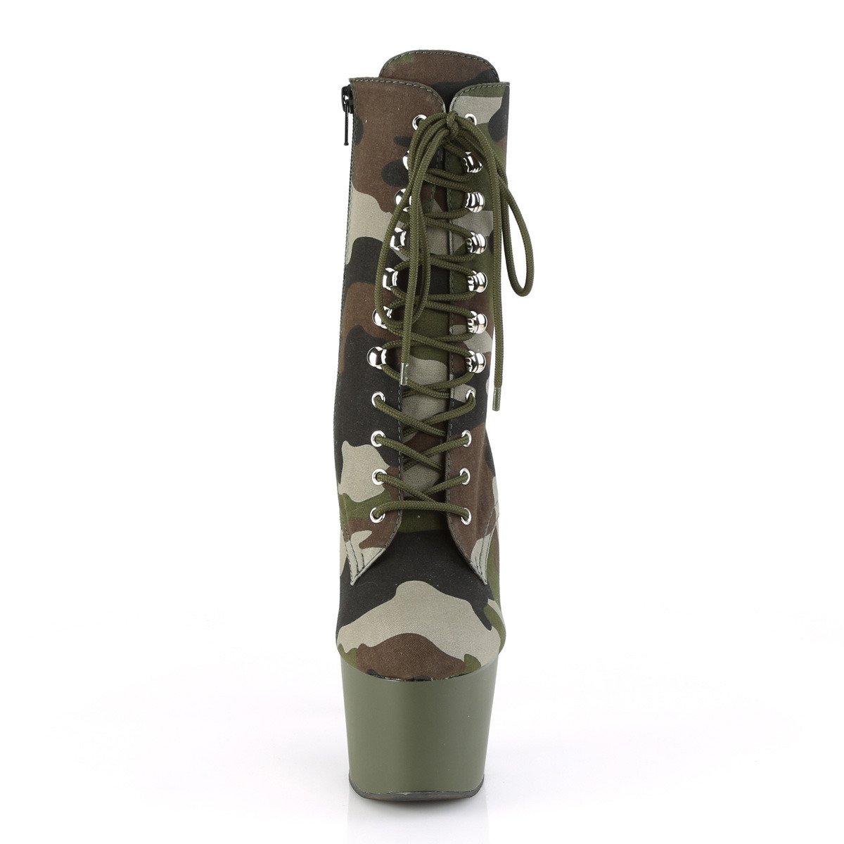 Pleaser Adore-1020CAMO GRN/DOL - Zelené kotníkové čižmy na vysokej platforme