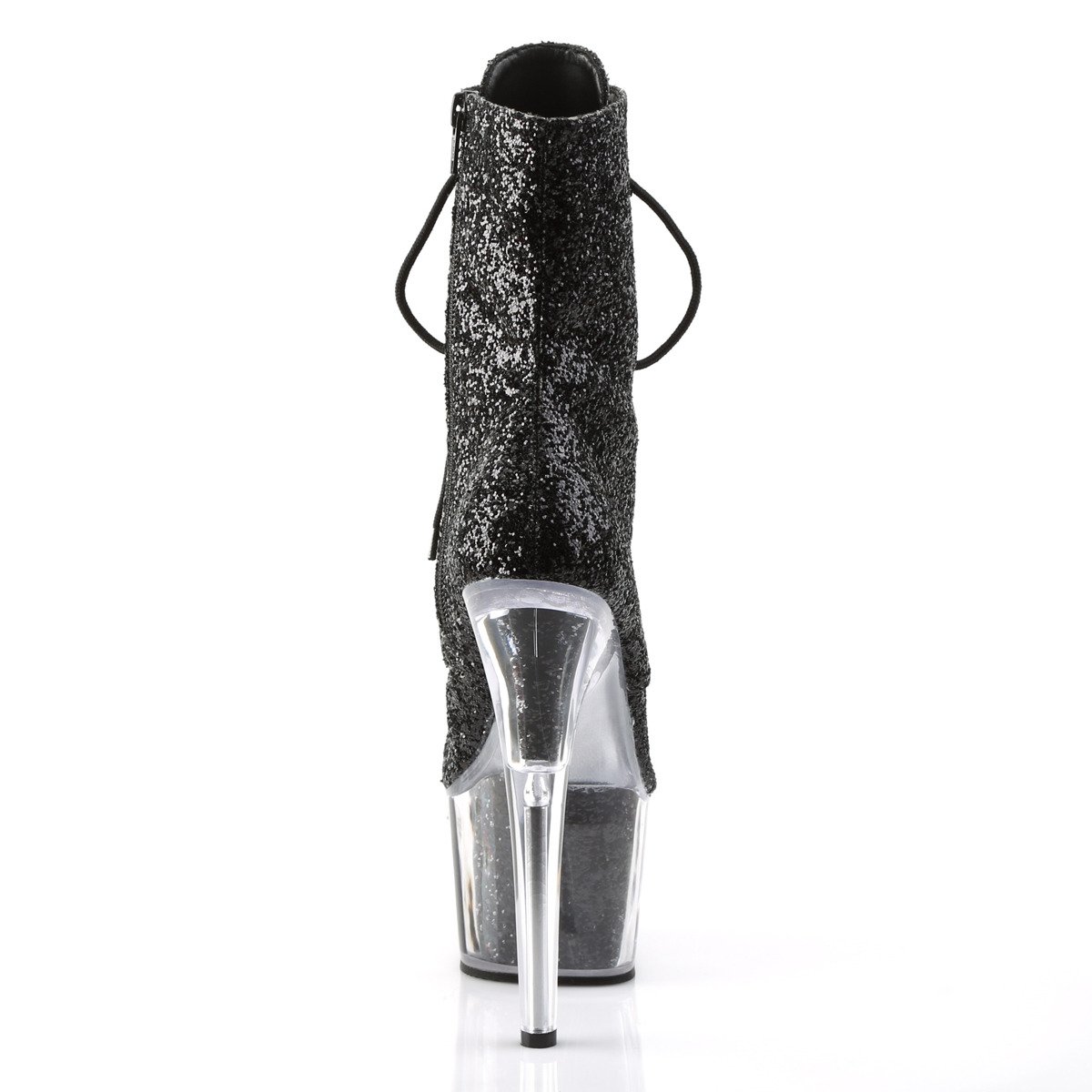 Pleaser Adore-1020G B/M - Čierne kotníkové čižmy na vysokej platforme