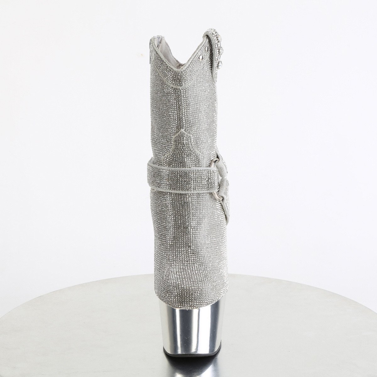 Pleaser Adore-1029CHRS S/SCH - Strieborné kotníkové čižmy na vysokej platforme