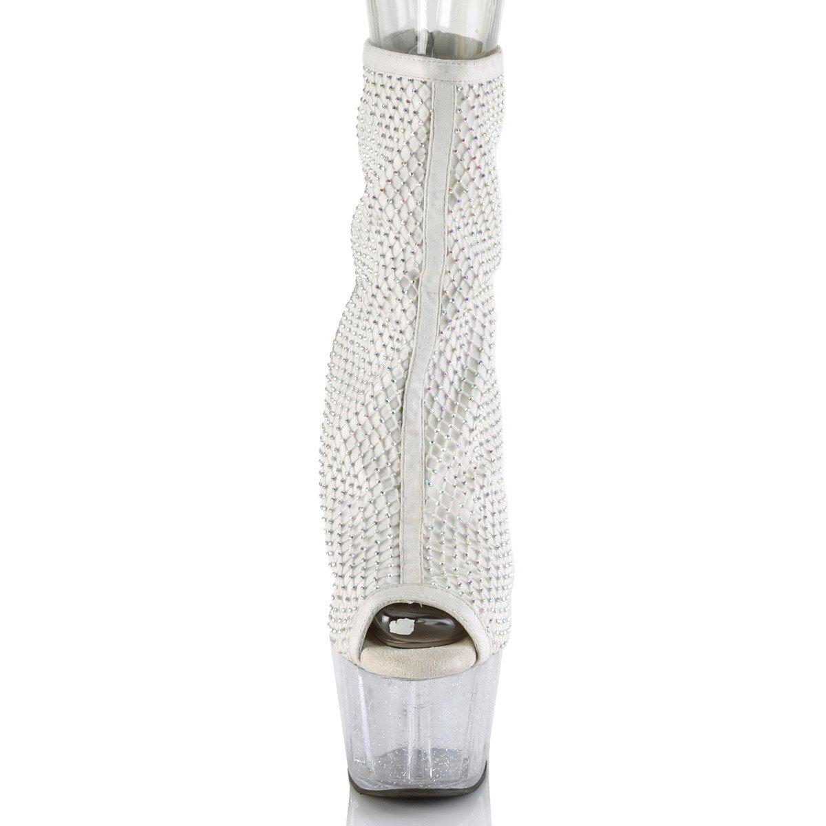 Pleaser Adore-1031GM WFA-RS/C - Biele čižmy s otvorenou špičkou na vysokej platforme