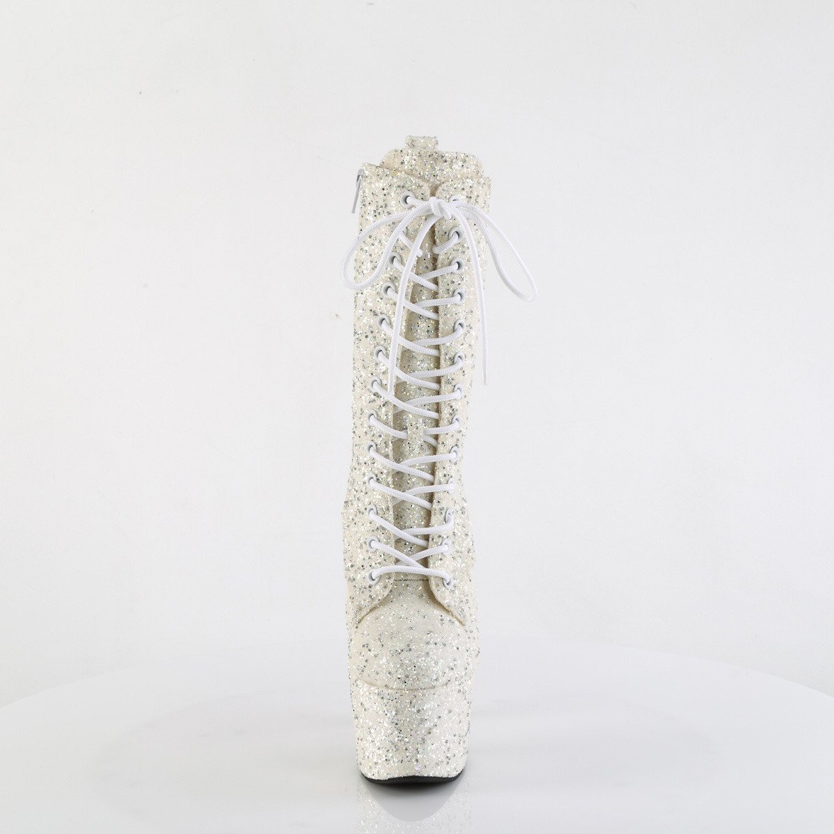 Pleaser Adore-1040GR IVMCG/M - Biele kotníkové čižmy na vysokej platforme