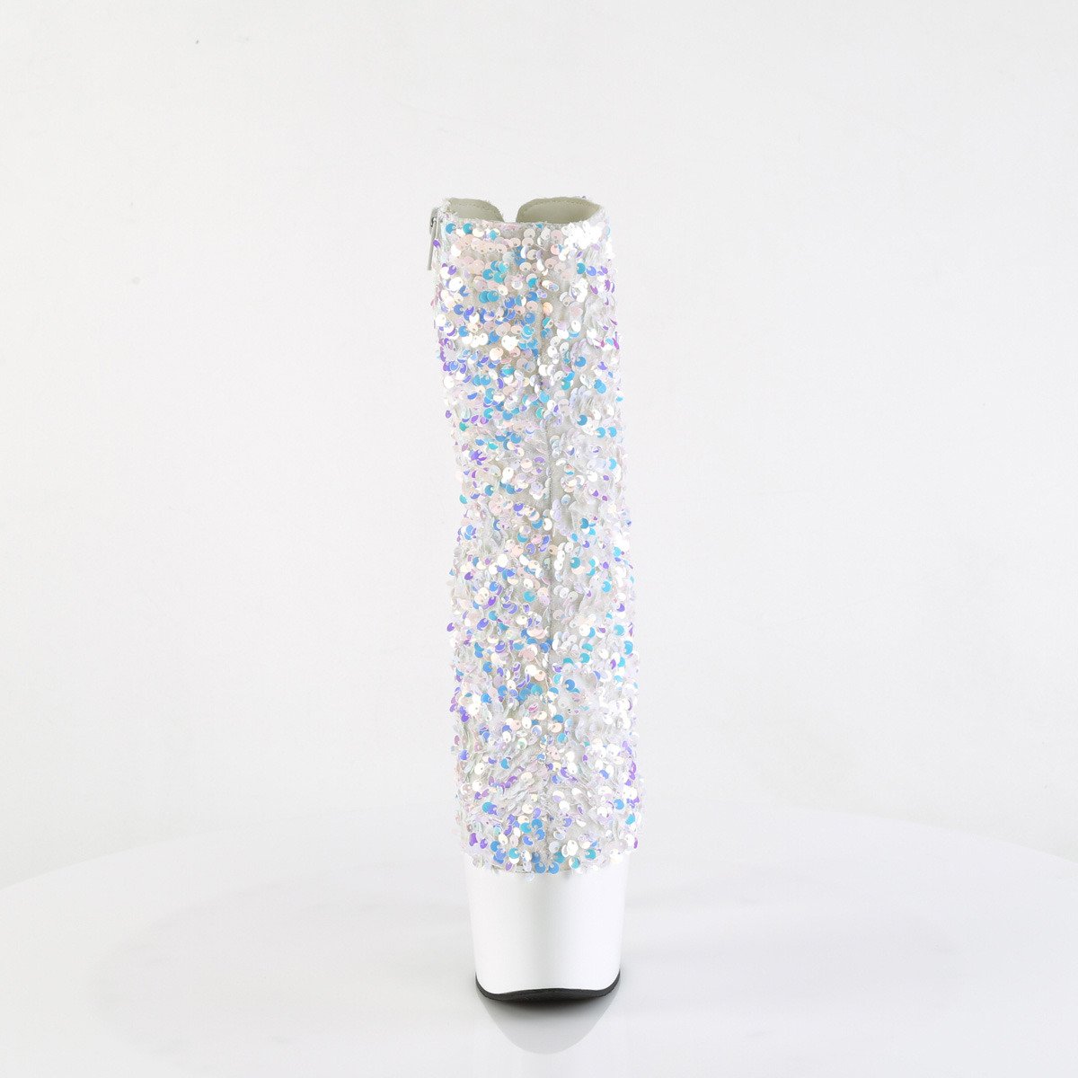 Pleaser Adore-1042SQ WMCSQ/W - Biele kotníkové čižmy na vysokej platforme