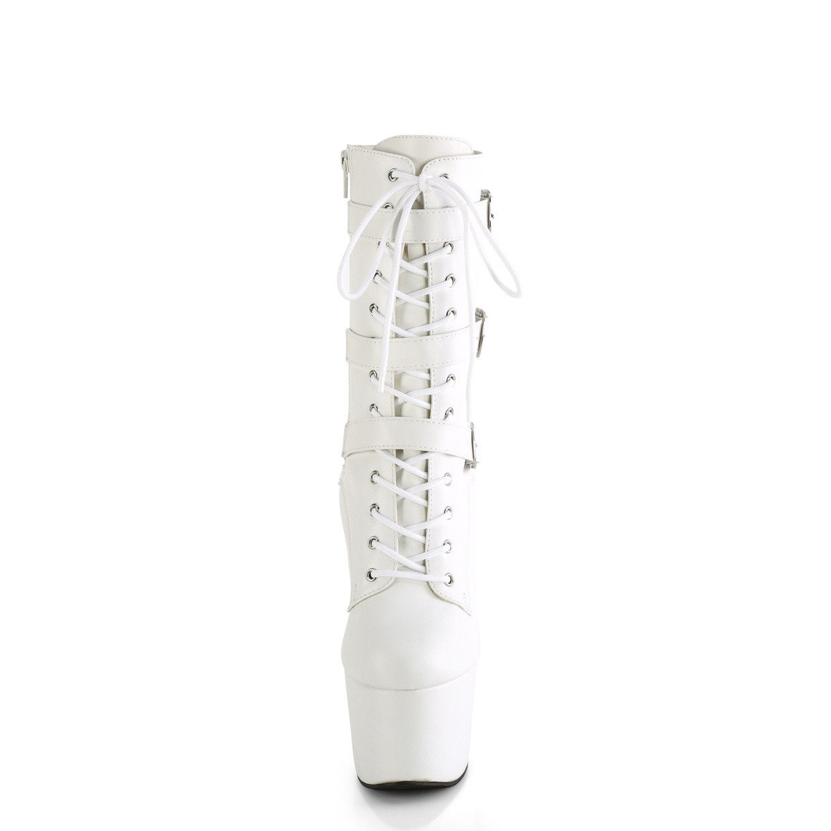 Pleaser Adore-1043 WPU/M - Biele kotníkové čižmy na vysokej platforme