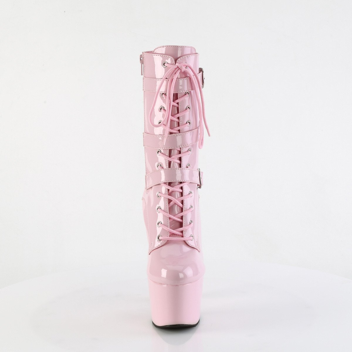 Pleaser Adore-1043 BP/M - Lesklé ružové kotníkové čižmy na vysokej platforme