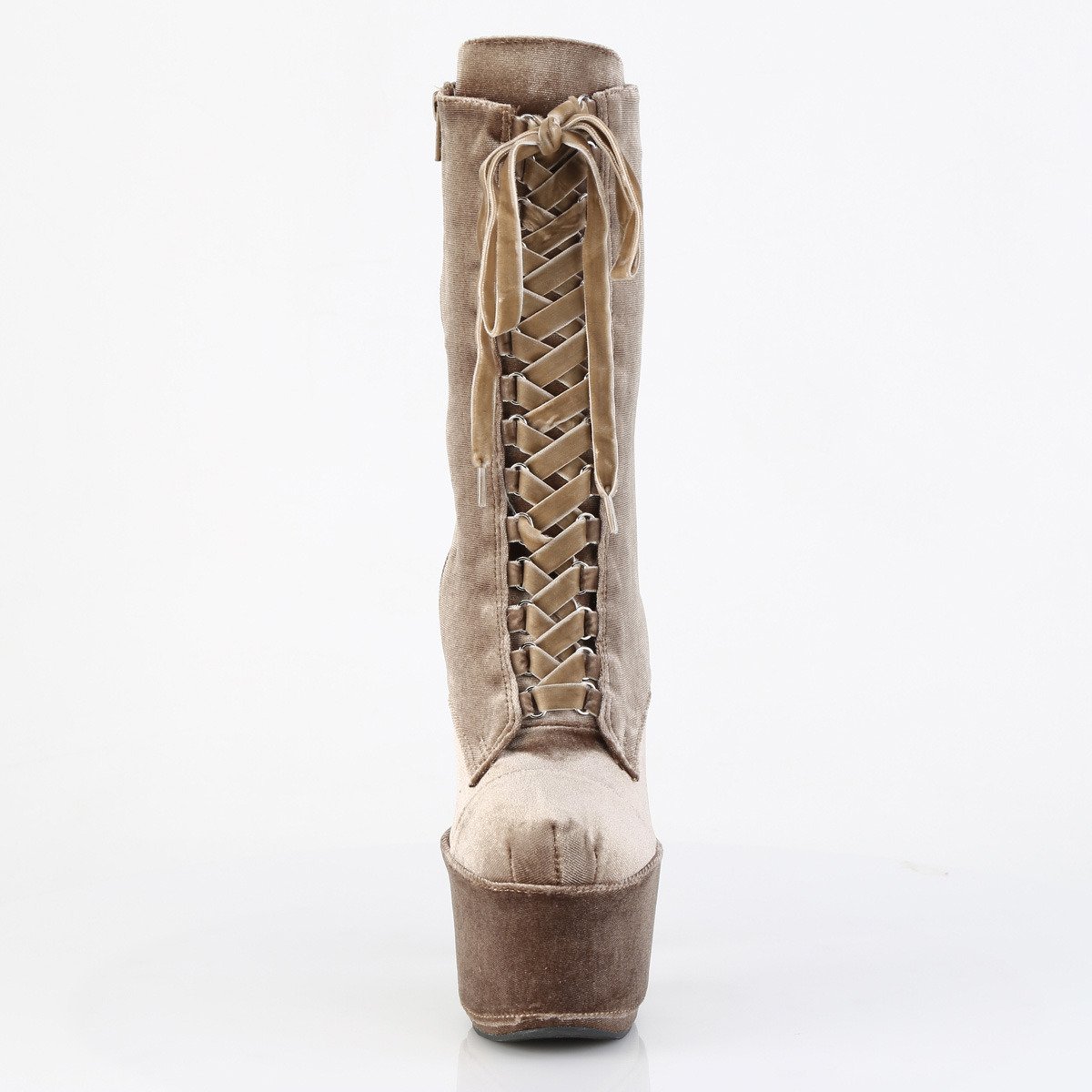 Pleaser Adore-1045VEL K/M - Hnedé kotníkové čižmy na vysokej platforme