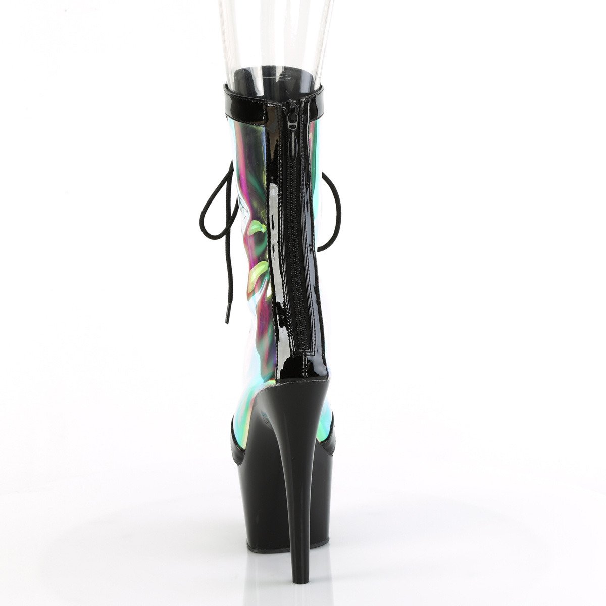 Pleaser Adore-1047 BPT-HG/B - Lesklé čierne kotníkové čižmy na vysokej platforme