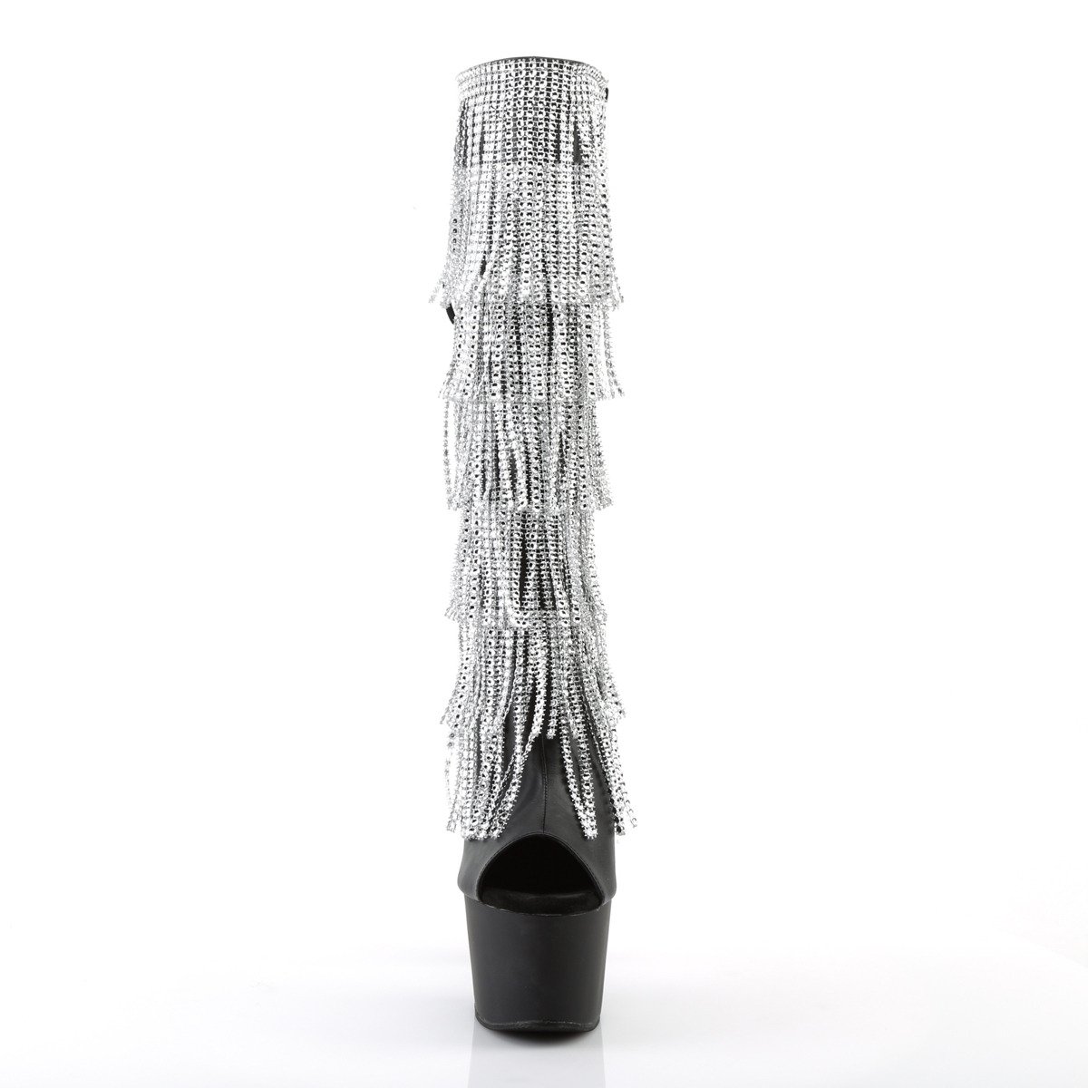 Pleaser Adore-2024RSF BPU/M - Čierne čižmy s otvorenou špičkou na vysokej platforme