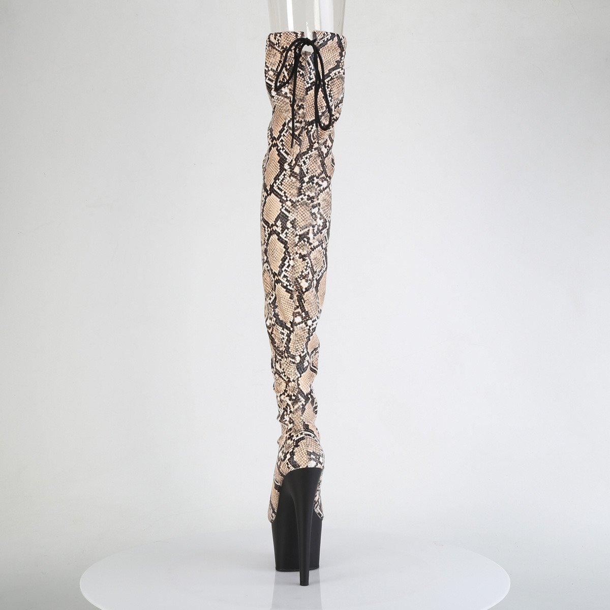 Pleaser Adore-3008SP-BT T-BN/B - Béžové čižmy nad kolená na vysokej platforme