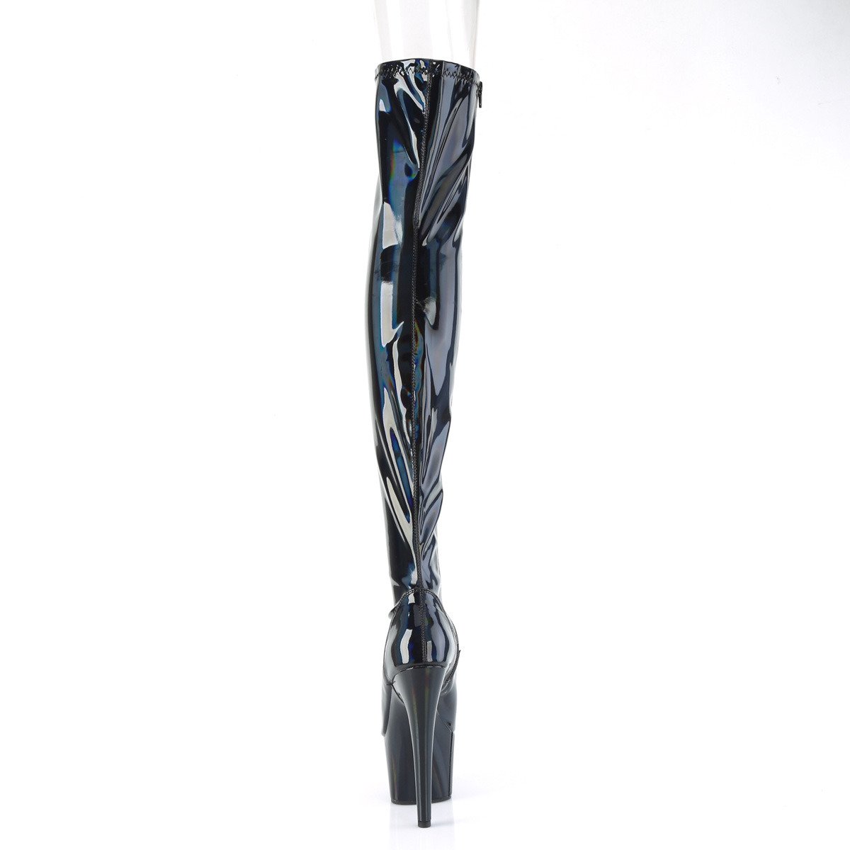 Pleaser Adore-3011HWR BHG/M - Lesklé čierne čižmy s otvorenou špičkou na vysokej platforme