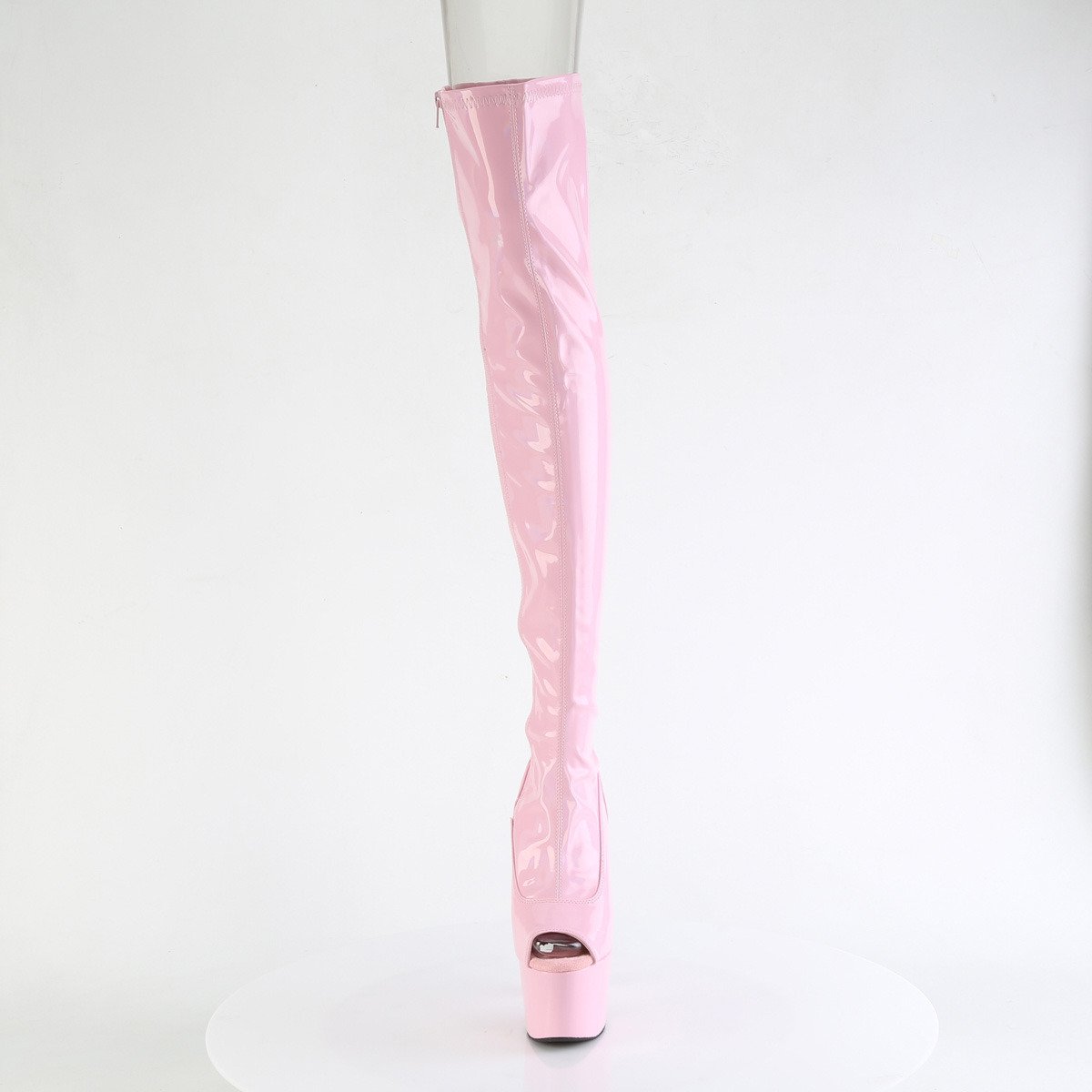 Pleaser Adore-3011HWR BPHG/M - Lesklé ružové čižmy s otvorenou špičkou na vysokej platforme