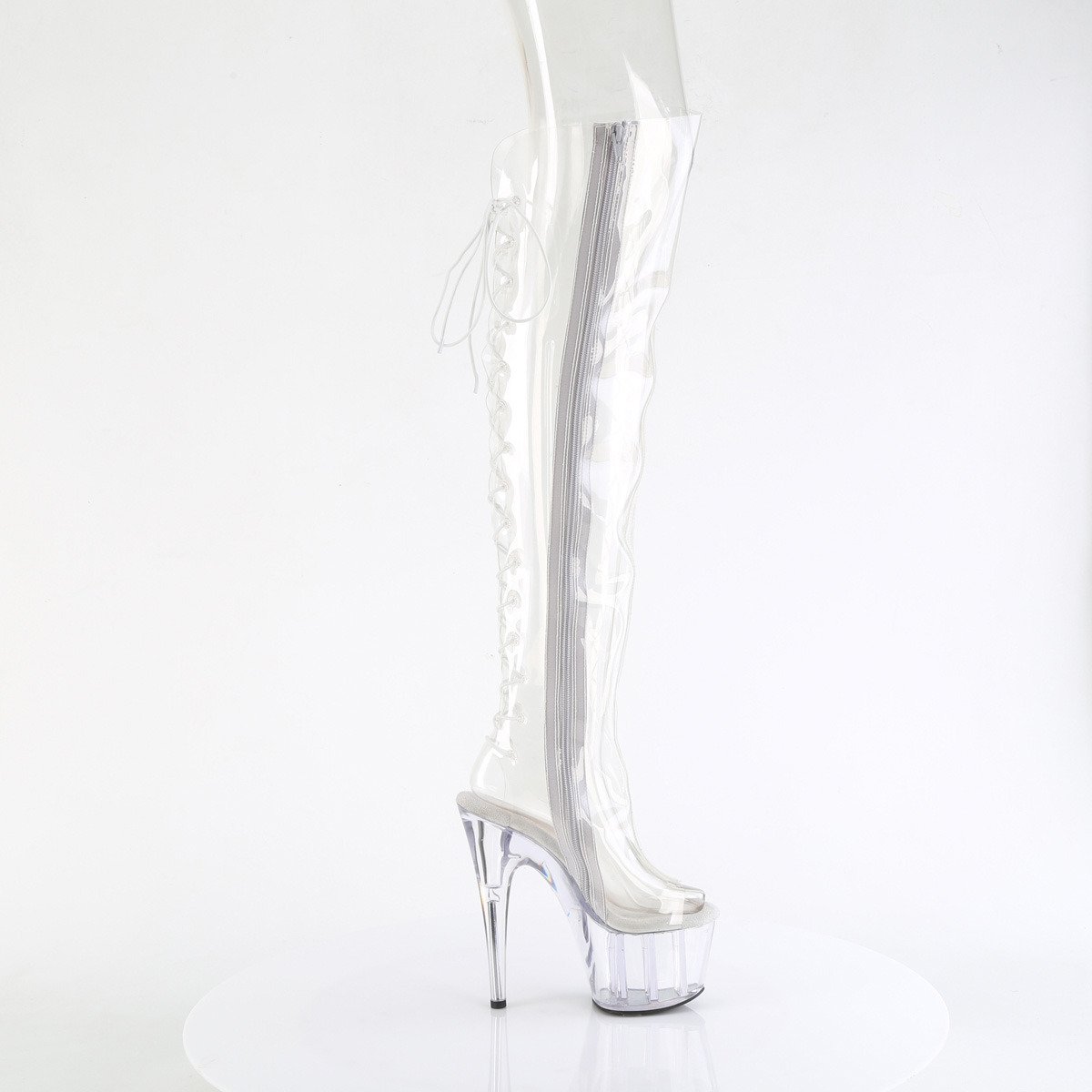 Pleaser Adore-3019C CTPU/M - Priehľadné čižmy s otvorenou špičkou na vysokej platforme