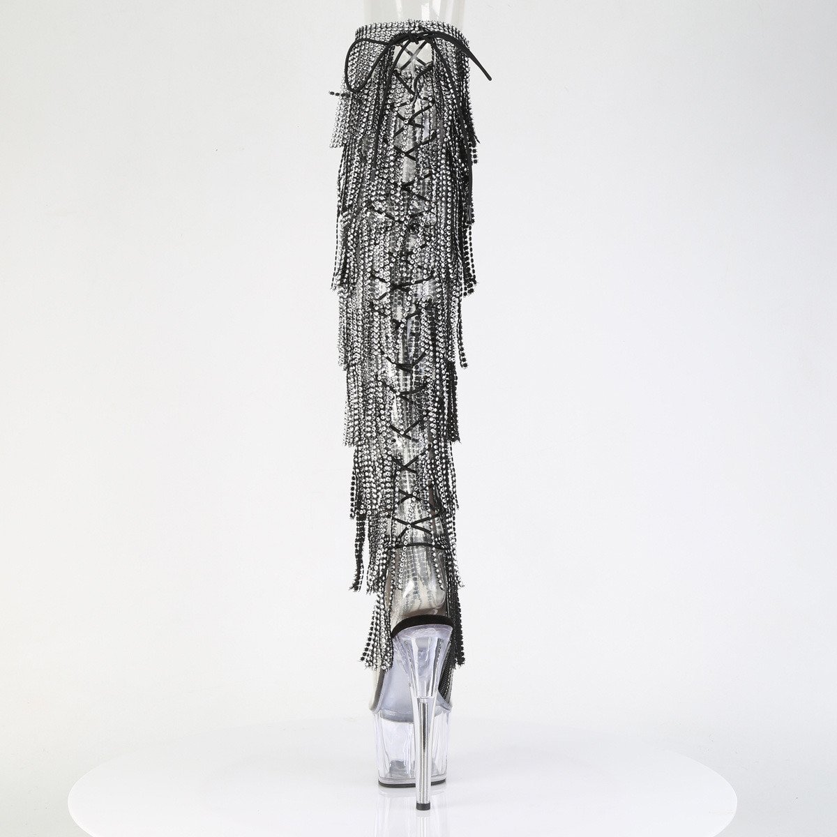 Pleaser Adore-3019C-RSF C-B/C - Čierne čižmy s otvorenou špičkou na vysokej platforme