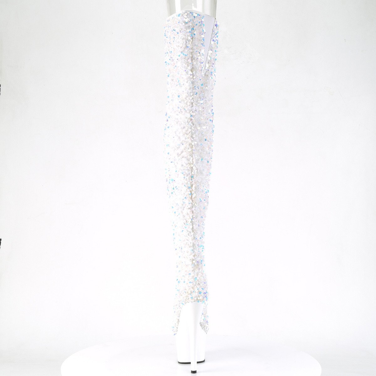 Pleaser Adore-3020 WSQ/M - Biele čižmy nad kolená na vysokej platforme