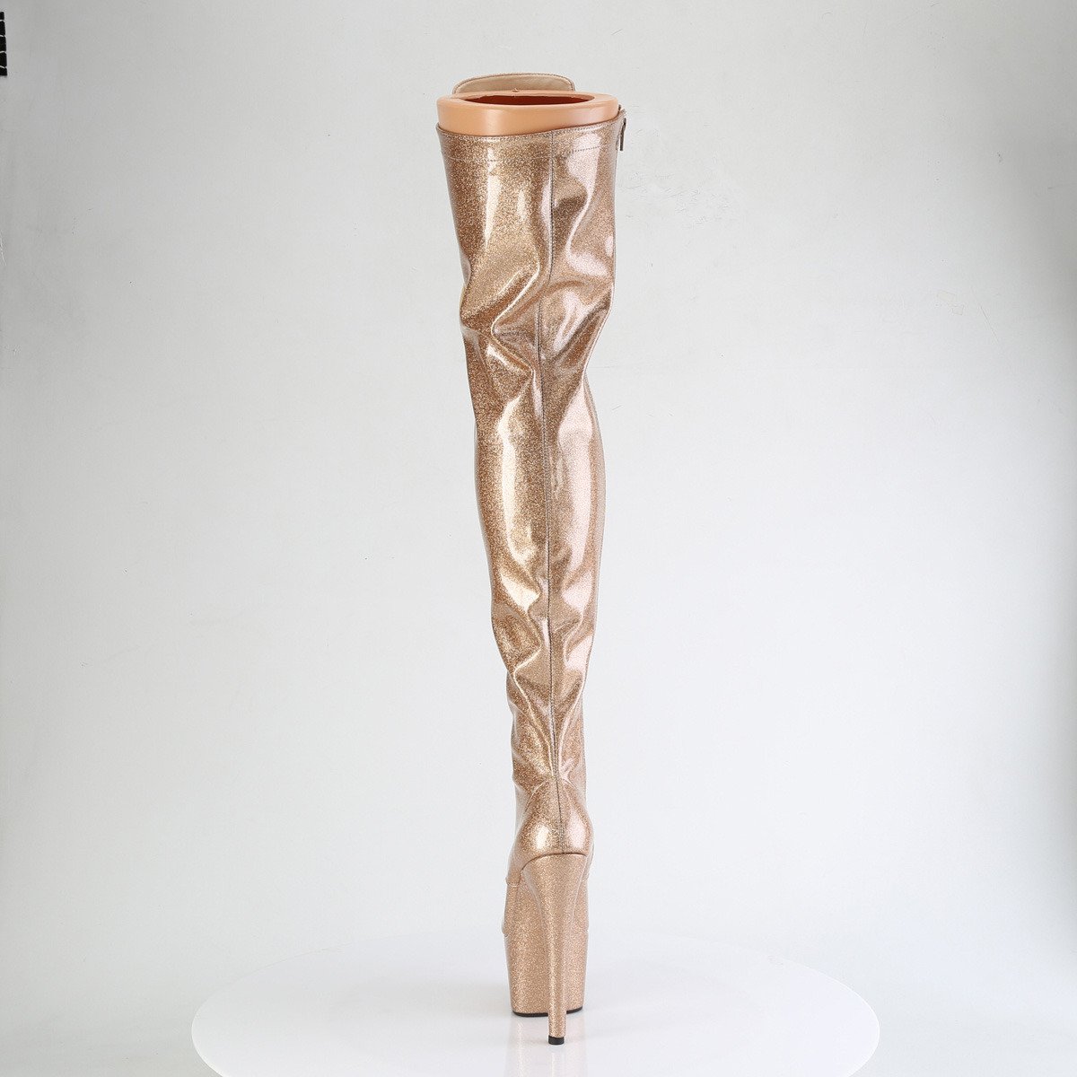 Pleaser Adore-3020GP GG/M - Lesklé zlaté čižmy nad kolená na vysokej platforme