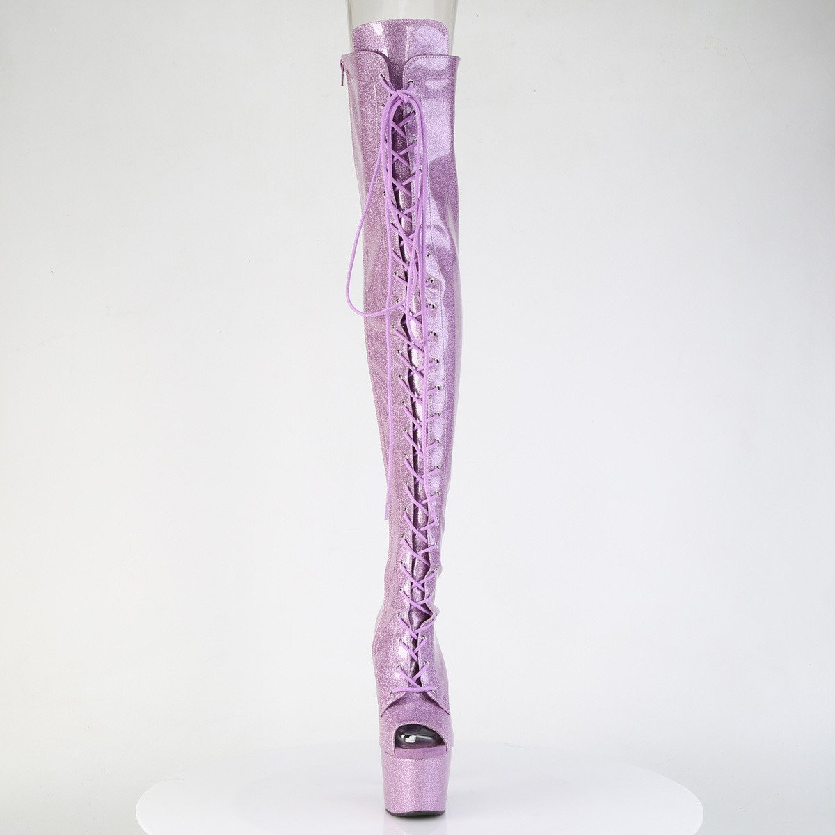 Pleaser Adore-3021GP LLG/M - Lesklé ružové čižmy nad kolená na vysokej platforme