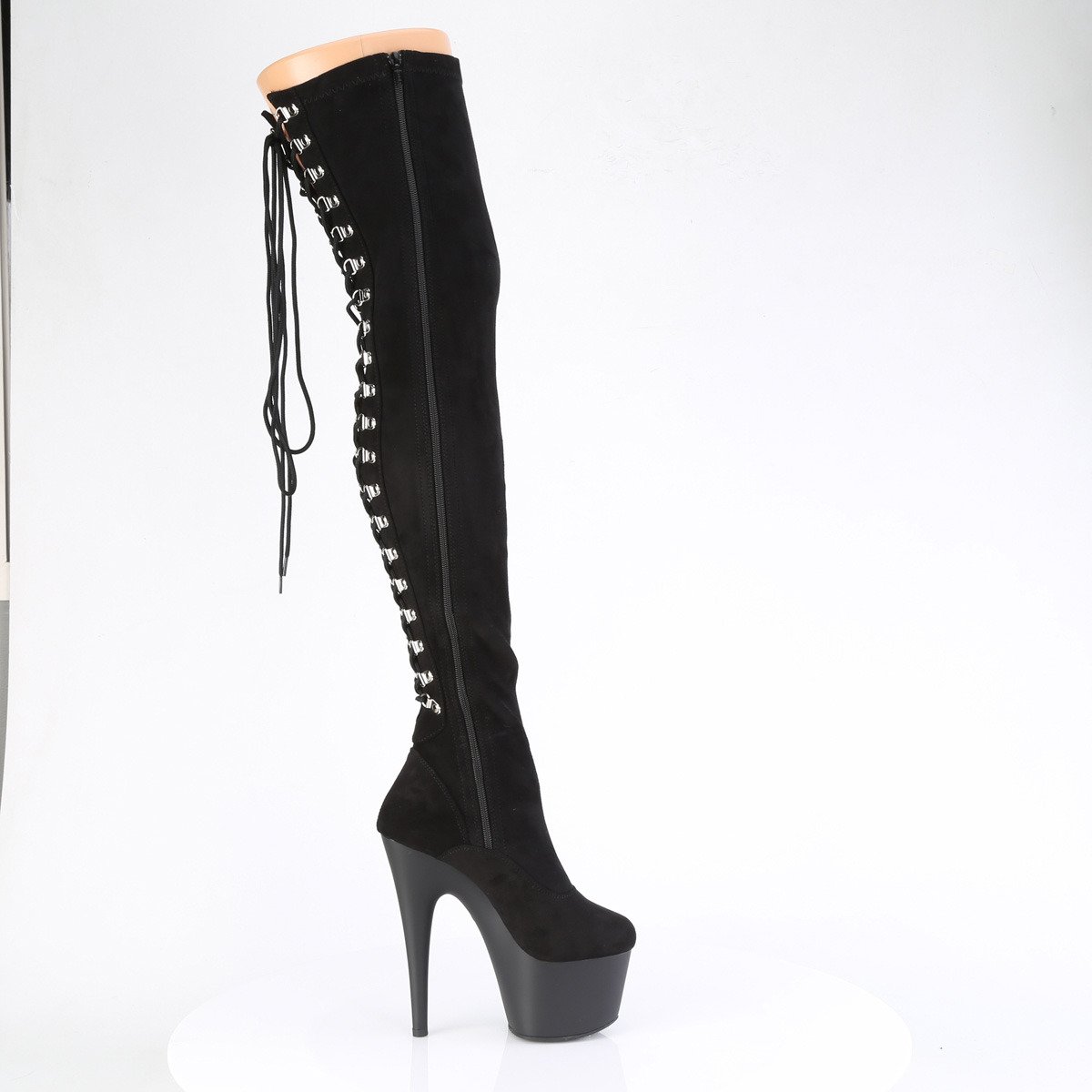 Pleaser Adore-3063 BMF/M - Čierne čižmy nad kolená na vysokej platforme