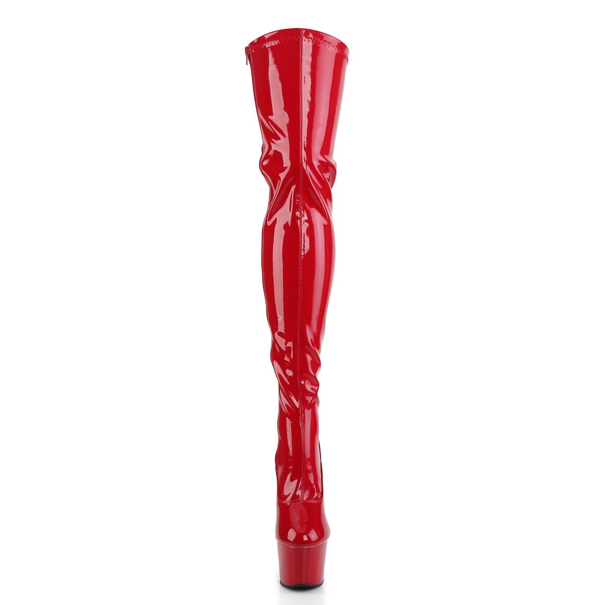 Pleaser Adore-3063 R/M - Lesklé červené čižmy nad kolená na vysokej platforme