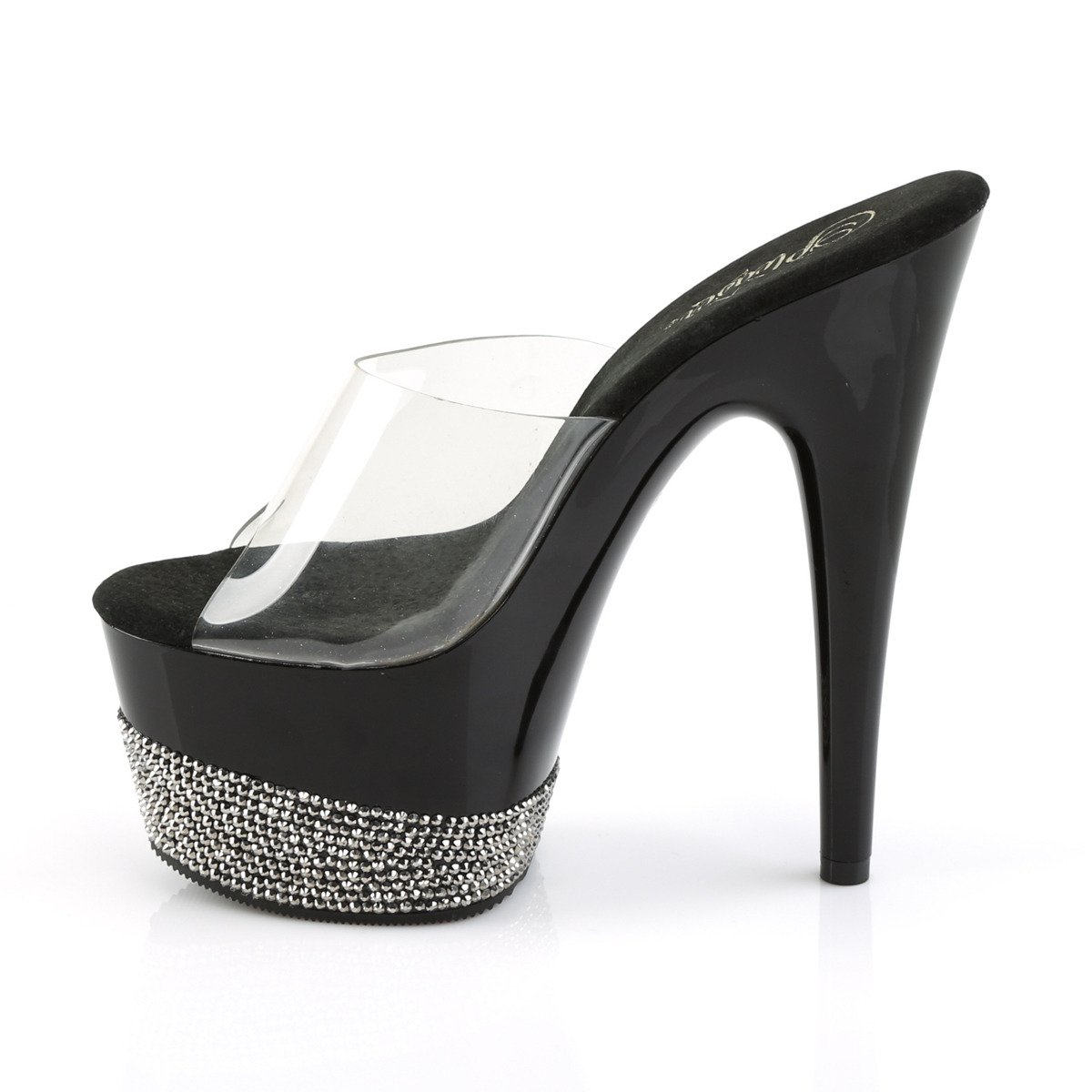 Pleaser Adore-701-3 C/B-PW - Priehľadné sandále na vysokej platforme