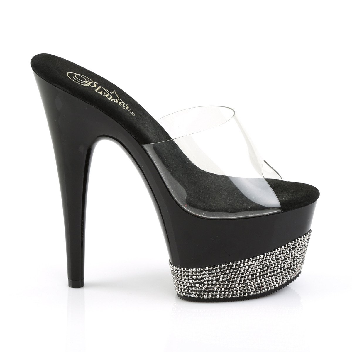 Pleaser Adore-701-3 C/B-PW - Priehľadné sandále na vysokej platforme
