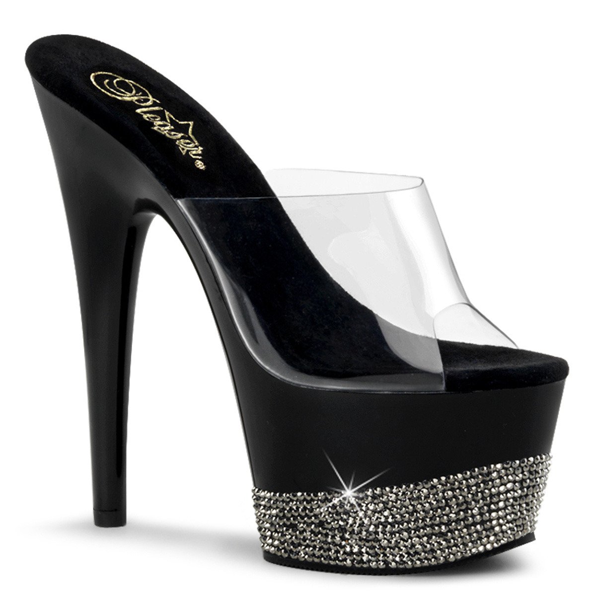 Pleaser Adore-701-3 C/B-PW - Priehľadné sandále na vysokej platforme