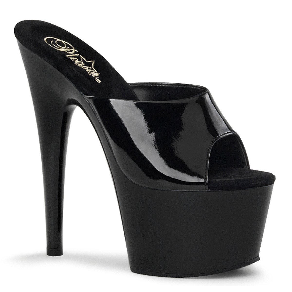 Pleaser Adore-701 B/M - Lesklé čierne sandále na vysokej platforme