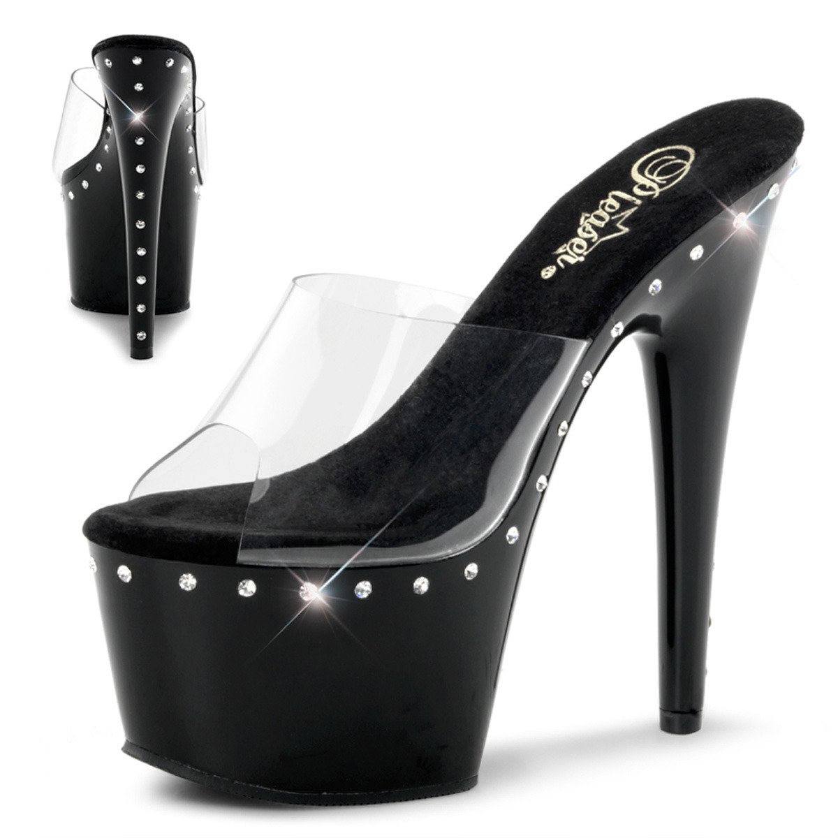 Pleaser Adore-701LS C/B - Priehľadné sandále na vysokej platforme