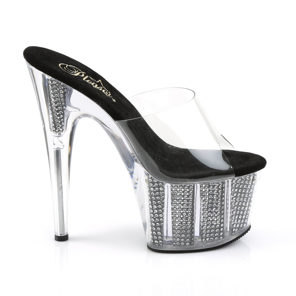 Pleaser Adore-701SRS C/B - Priehľadné sandále na vysokej platforme