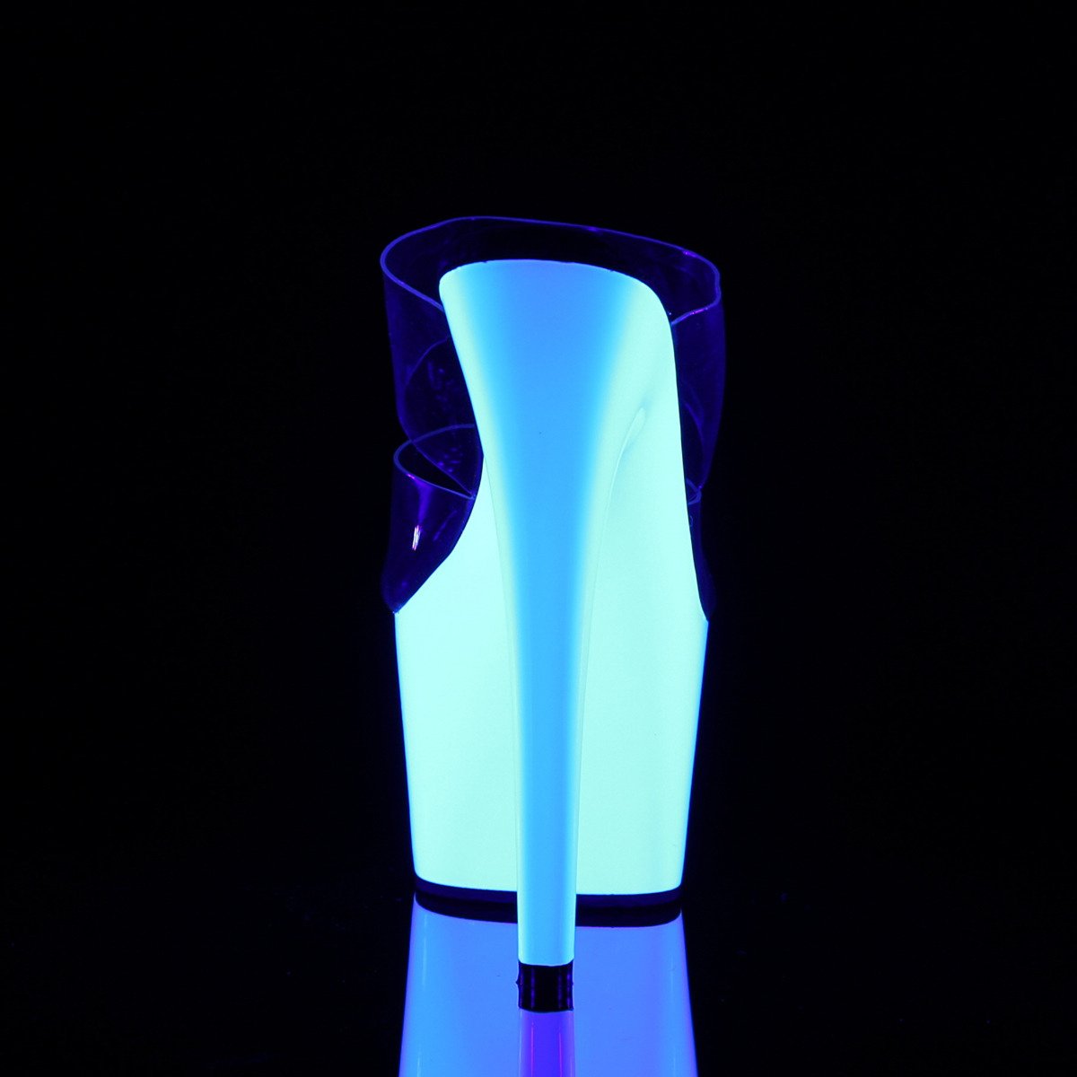 Pleaser Adore-702UV C/NW - Priehľadné uv reaktívne sandále na vysokej platforme