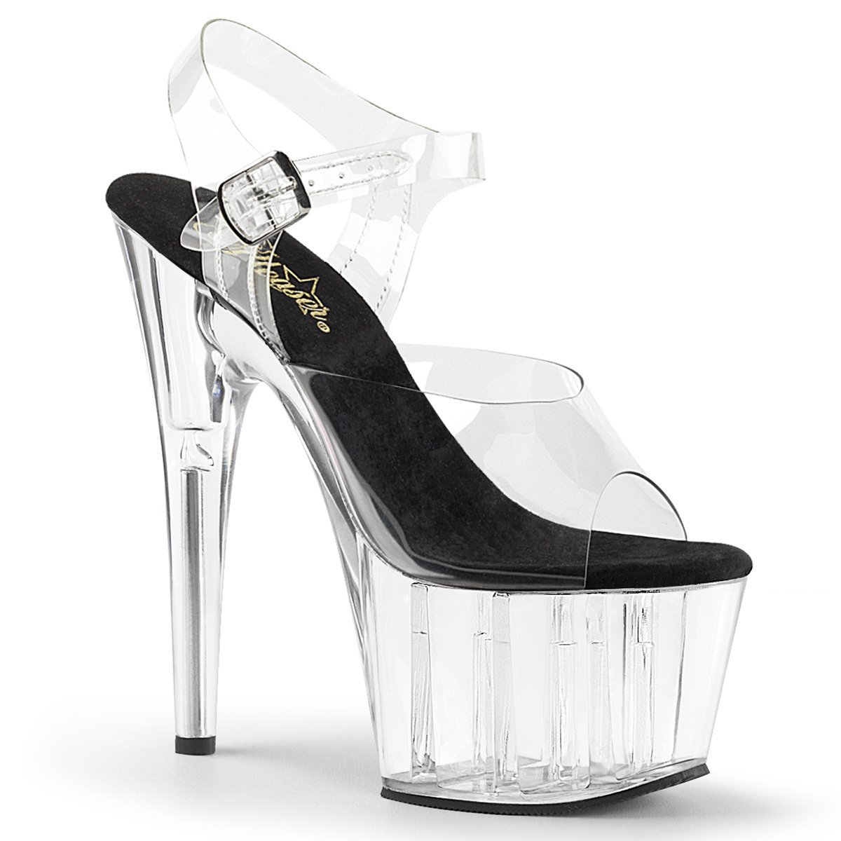 Pleaser Adore-708 C-B/C - Priehľadné sandále na vysokej platforme