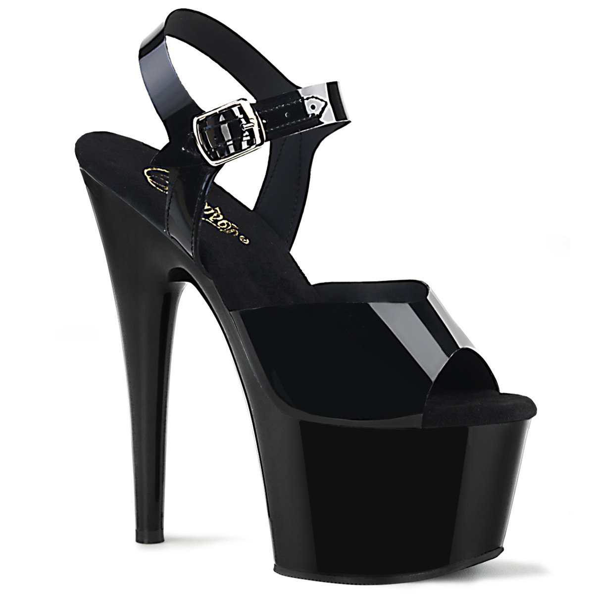 Pleaser Adore-708N BTPU/M - Čierne sandále na vysokej platforme