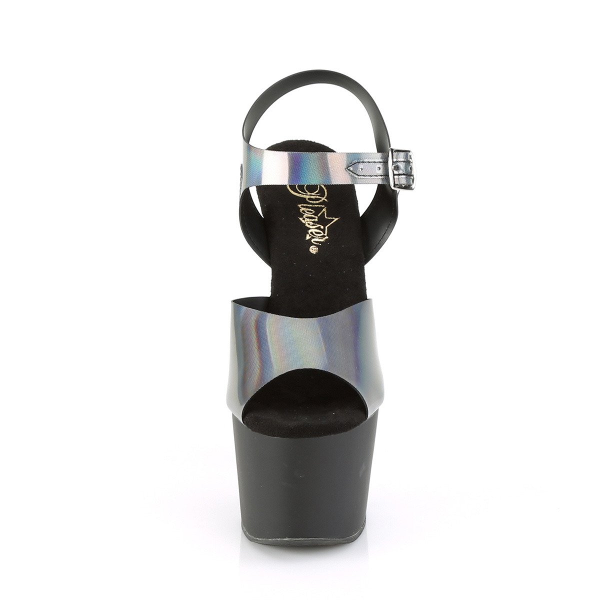 Pleaser Adore-708N-DT PWHGTPU/B - Strieborné sandále na vysokej platforme