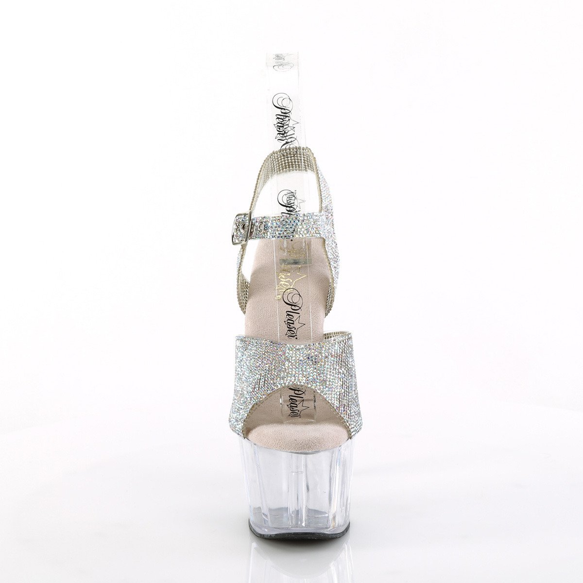 Pleaser Adore-708N-RS SRS-TPU/C - Strieborné sandále na vysokej platforme