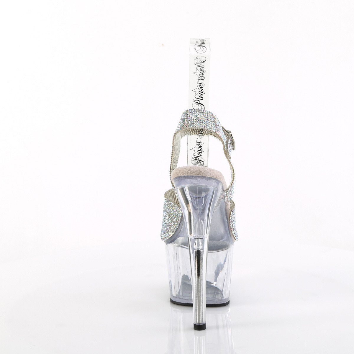 Pleaser Adore-708N-RS SRS-TPU/C - Strieborné sandále na vysokej platforme