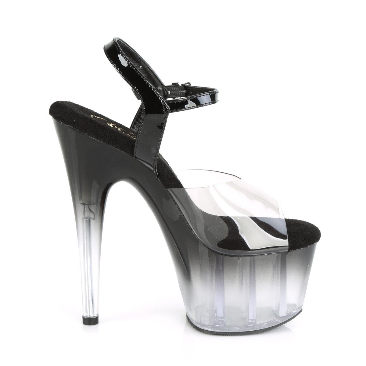 Pleaser Adore-708T-2 SK-BPT/B-C - Čierne sandále na vysokej platforme