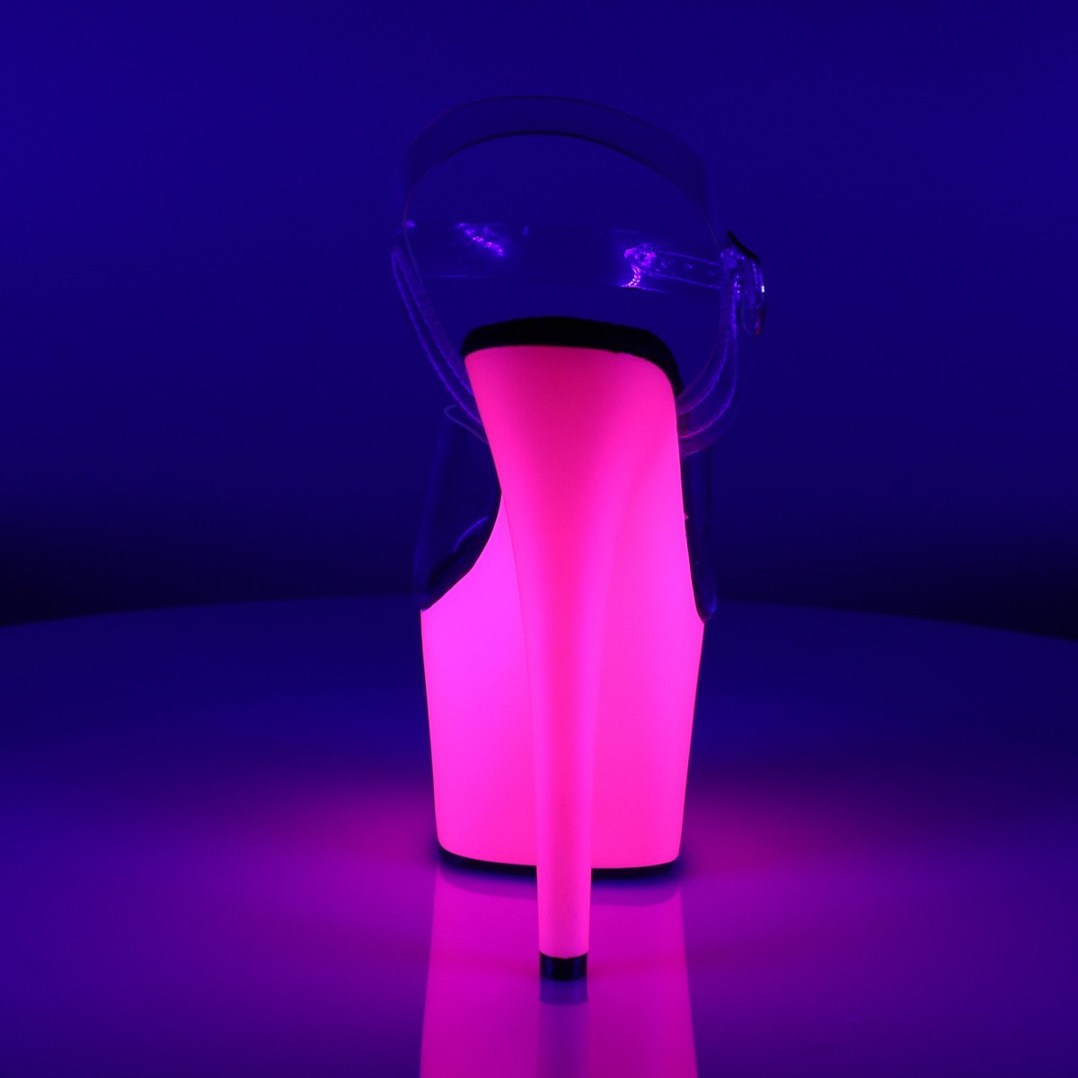 Pleaser Adore-708UV C/NPN - Priehľadné uv reaktívne sandále na vysokej platforme