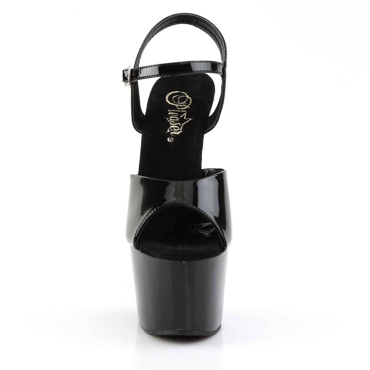 Pleaser Adore-709 B/M - Lesklé čierne sandále na vysokej platforme