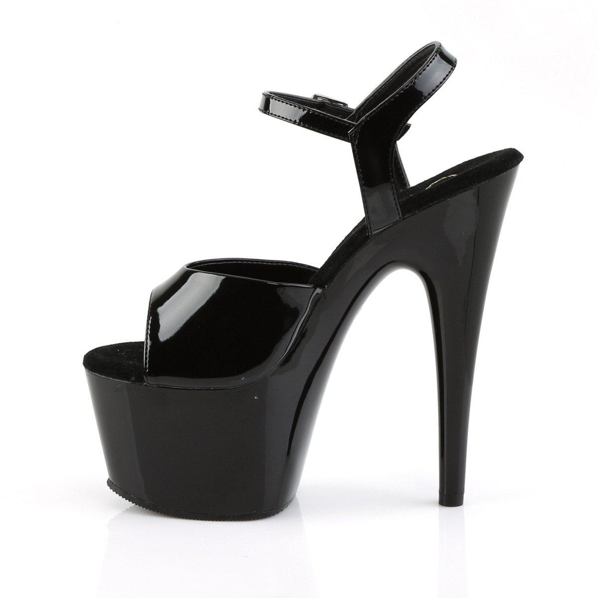 Pleaser Adore-709 B/M - Lesklé čierne sandále na vysokej platforme